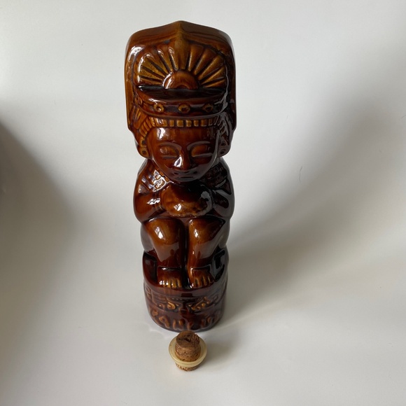 Tiki Idol KAHLUA Ceramic Bottle Decanter Vintage Brown - Picture 3 of 10